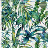 Digitally Printed Fabric with Leaf Patterns in Watercolor Blue and Green Shades